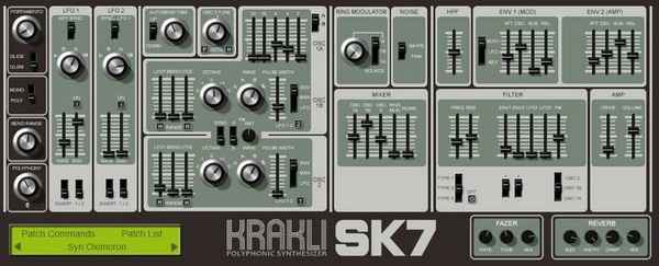 Krakli SK7 — бесплатный полифонический синтезатор, вдохновлённый Roland SH7  